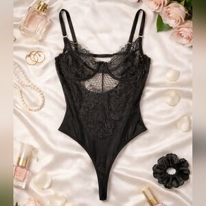 Tic Toc Black Lace Bodysuit - Small